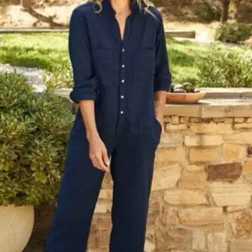 Barely Worn Small Frank & Eileen Northern Ireland Jumpsuit Navy Blue